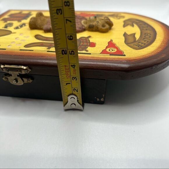 Vintage Wooden Key Box Teddy Golfer. Wooden Key Cabinet With Hooks. - Picture 7 of 10